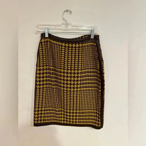 VTG PHILOSOPHY DI ALBERTA FERRETTI Wool houndstooth leather Skirt Jacket Set S - Picture 13 of 16